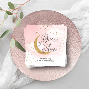 Servilleta De Papel Más de la luna de oro y rosa Baby Shower personali