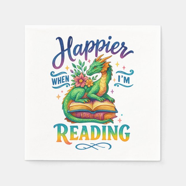 Servilleta De Papel Más feliz cuando estoy leyendo (Anverso)