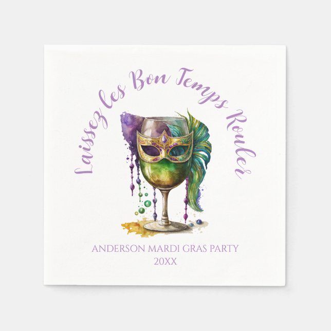 Servilleta De Papel Máscara blanca de Mardi Gras (Anverso)