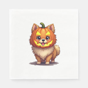 Servilleta De Papel Máscara de calabaza Perro Pomeraniano