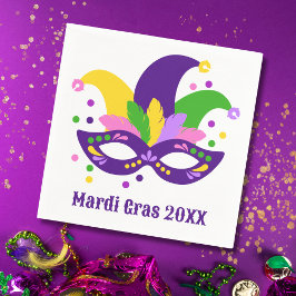 Servilleta De Papel Máscara de mardi gras de oro verde morado