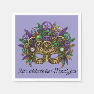 Servilleta De Papel Máscara de Mardi Gras Steampunk Púrpura Lavanda