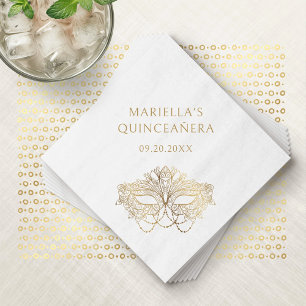 Servilleta De Papel Máscara de Máscara Azul Quinceañera Elegante