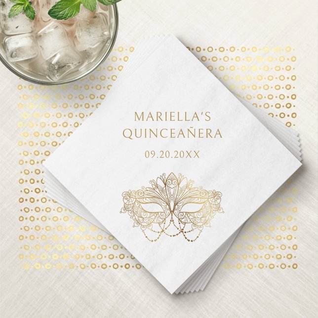 Servilleta De Papel Máscara de mascarada azul elegante Quinceanera (Subido por el creador)