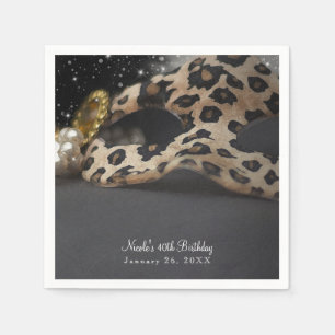 Servilleta De Papel Máscara de Mascarada de Leopardo y Cumpleaños con