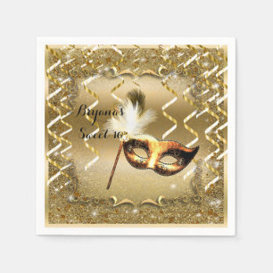 Servilleta De Papel Máscara de Mascarada de Oro Elegante fiesta de cum