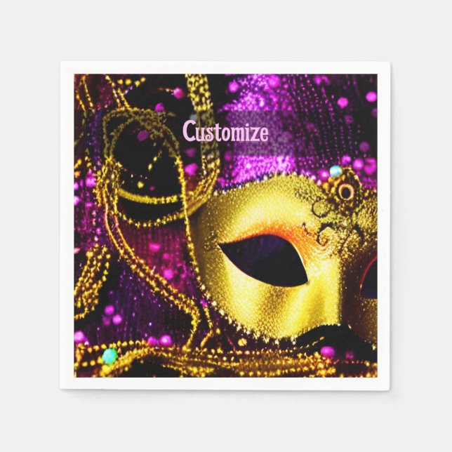 Servilleta De Papel Máscara de oro elegante (Anverso)