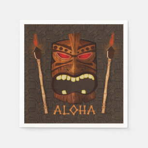 Servilleta De Papel Máscara Tiki de Madera Vintage Retro Luau Fiesta d
