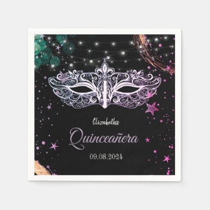 Servilleta De Papel Mascarada, Estrellas Mascarilla Chic Quinceañera