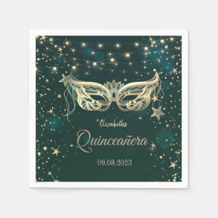 Servilleta De Papel Mascarada, Estrellas Verdes Quinceañera