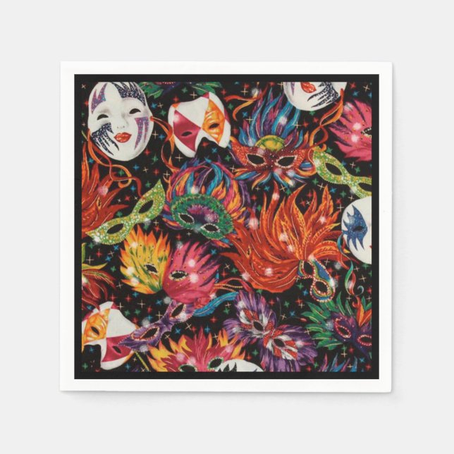 Servilleta De Papel Máscaras de Mardi Gras 2 (Anverso)