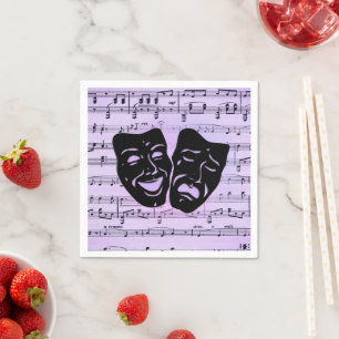 Servilleta De Papel Máscaras de Música y Teatro Purpura
