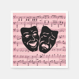 Servilleta De Papel Máscaras de teatro y música rosa