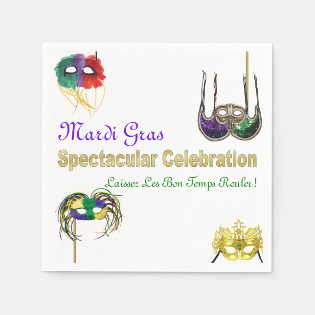 Servilleta De Papel Máscaras Mardi Gras 1 (Anverso)