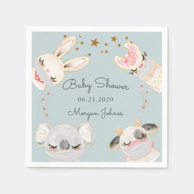 Servilleta De Papel mascarillas de cara de animal lindo monograma de d (Anverso)