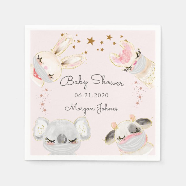 Servilleta De Papel mascarillas de cara de animal lindo monograma de d (Anverso)