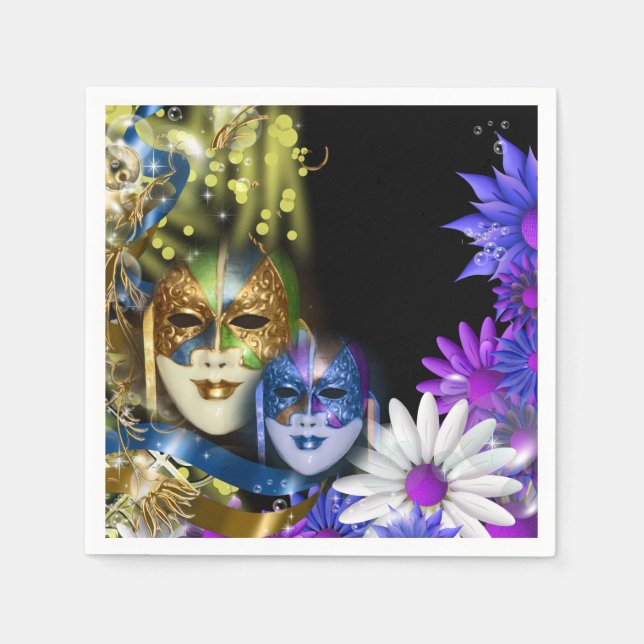Servilleta De Papel Mascarillas venecianas de quinceanera de mascarada (Anverso)