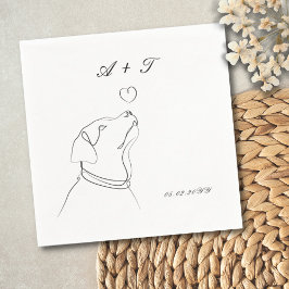 Servilleta De Papel Mascota blanco negro Doodle Pareja Boda Monograma
