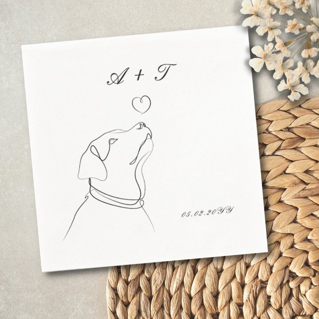 Servilleta De Papel Mascota blanco negro Doodle Pareja Boda Monograma (Subido por el creador)