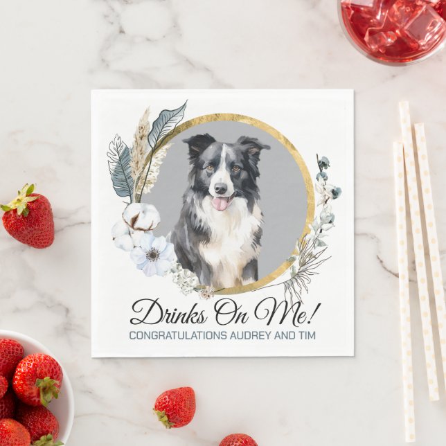 Servilleta De Papel Mascota  de la línea de borde Boda servilletas con (In situ)