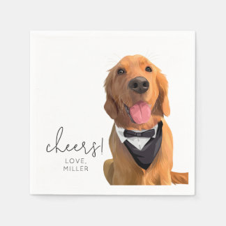 Servilleta De Papel Mascota de perro de Golden Retriever Boda Bebida N