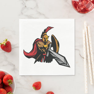 Servilleta De Papel Mascota Guerrero Espartano Rojo y Dorado Intenso