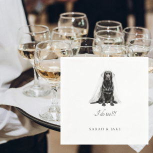 Servilleta De Papel Mascota Lab negra con velo de novia Servilletas de