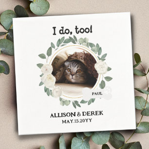 Servilleta De Papel Mascota Nombre Perro Personalizado Gato Foto Boda