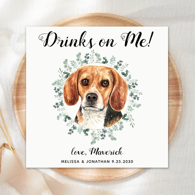 Servilleta De Papel Mascota personalizado Boda Bar abierto Perro Beagl (Subido por el creador)