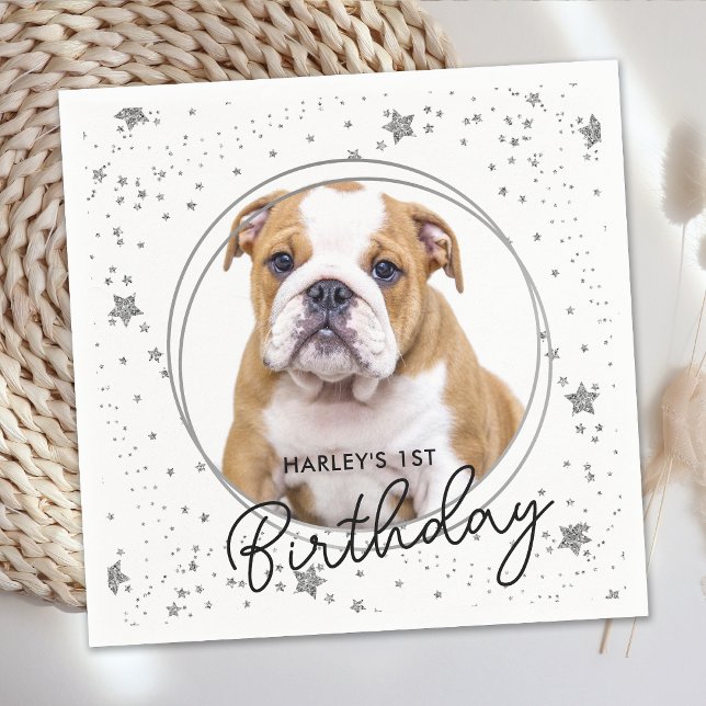 Servilleta De Papel Mascota personalizado Foto Purpurina Plata Estrell (Subido por el creador)