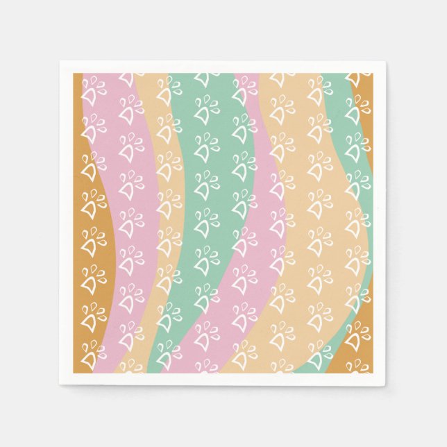 Servilleta De Papel Mascota retro Paw Imprimir Marble Groovy (Anverso)