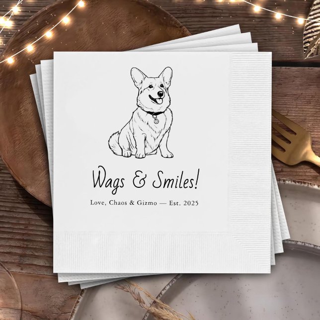 Servilleta De Papel Mascotas de Corgi Personalizado Boda de dibujo man (Subido por el creador)