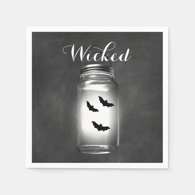 Servilleta De Papel Mason Jar Bats Halloween Napkin (Anverso)