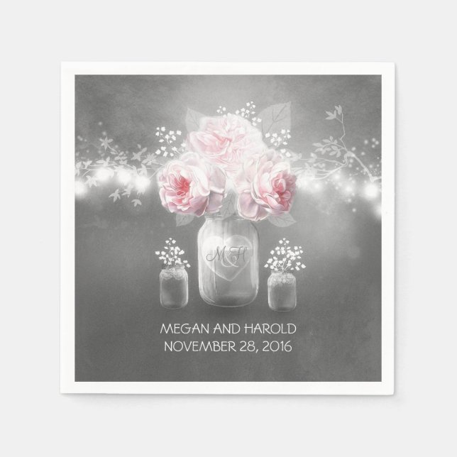 Servilleta De Papel Mason Jar Boda (Anverso)