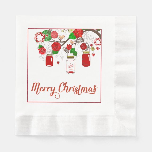 Servilleta De Papel Mason Jar Navidades Papeles (Anverso)