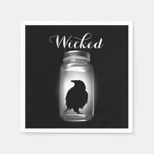 Servilleta De Papel Mason Jar Raven Halloween Napkin