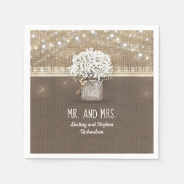 Servilleta De Papel Mason Jar Rustic Burlap Boda de la ceremonia de al