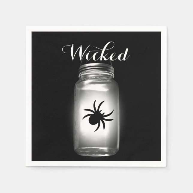 Servilleta De Papel Mason Jar Spider Halloween Napkin (Anverso)