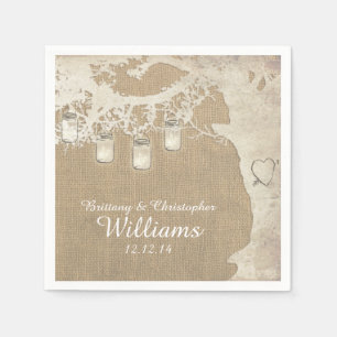 Servilleta De Papel Mason Jar String Lights Tree Burlap Napkins