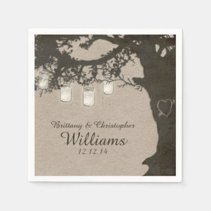 Servilleta De Papel Mason Jar String Lights Tree Vintage Napkins