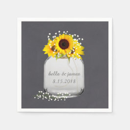 Servilleta De Papel Mason Jar Sunflower Boda Papel Napkins