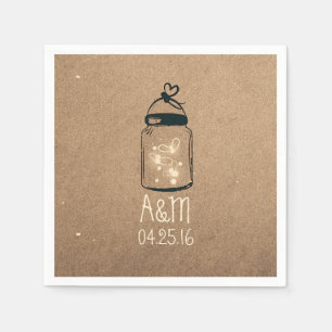 Servilleta De Papel Mason Jar y Fireflies Rustic