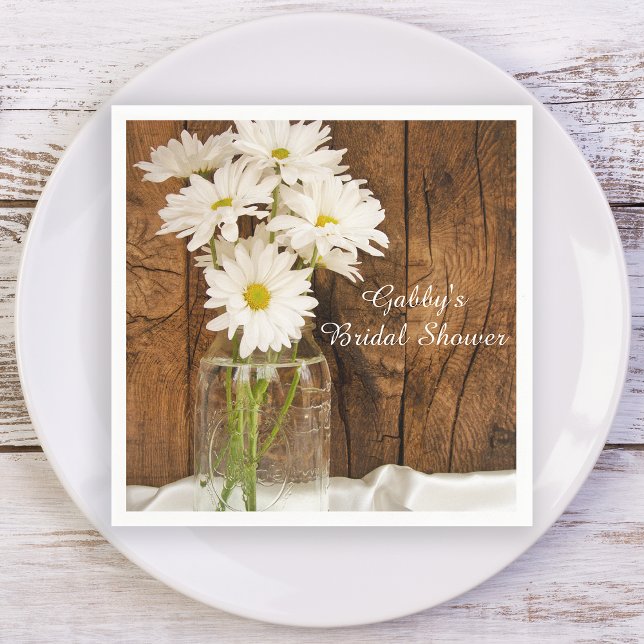 Servilleta De Papel Mason Jar y White Daisies Country Bridal Shower (Subido por el creador)