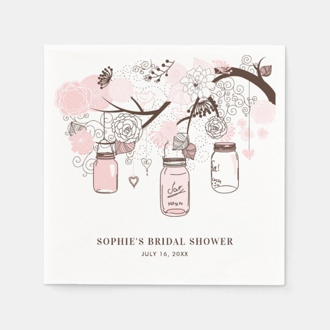 Servilleta De Papel Mason Jars Bridal Shower (Anverso)