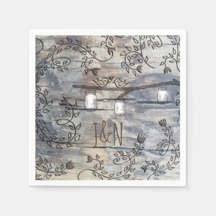 Servilleta De Papel Mason Jars & Love Birds Rústic Branch Boda
