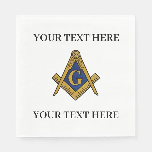 Servilleta De Papel Masonic Freemason Square and Compass Blue  (Anverso)