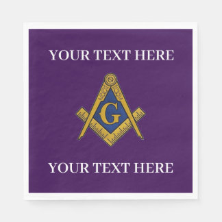Servilleta De Papel Masonic Freemason Square and Compass Purple