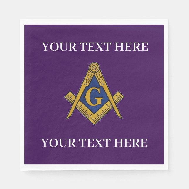 Servilleta De Papel Masonic Freemason Square and Compass Purple (Anverso)