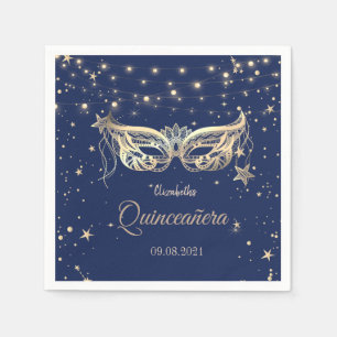 Servilleta De Papel Masquerade, Navy Blue Stars Quinceañera