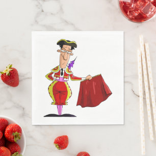 Servilleta De Papel Matador con capa roja Torero español